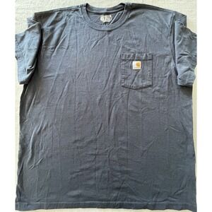 Men's Carhartt T Shirt (K87) Size 2XL Loose Fit Workwear Pocket Navy Blue